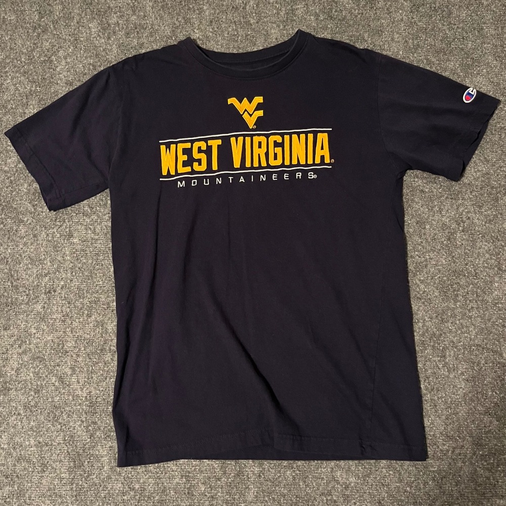 Champion West Virginia Mountaineers T-Shirt Mens Medium Navy Blue WVU Tee